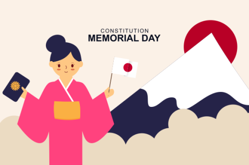 Flat japanese constitution memorial day illustration