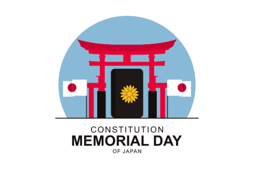 Flat japanese constitution memorial day illustration