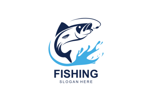 Vintage fishing logo template, uniqe fishing logo