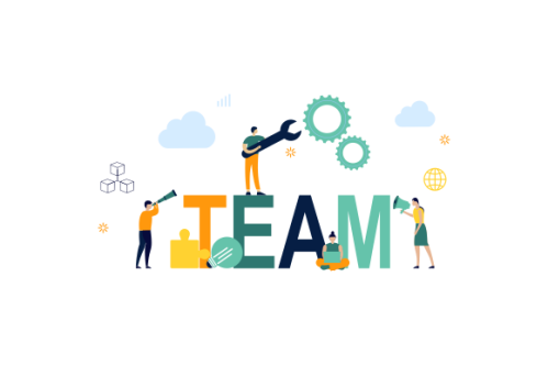 Flat design concept of team building, teamwork, team management illustration