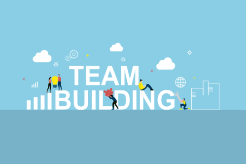 Flat design concept of team building, teamwork, team management illustration