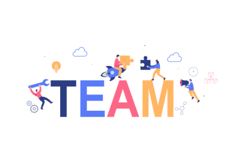 Flat design concept of team building, teamwork, team management illustration