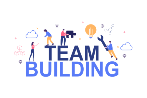Flat design concept of team building, teamwork, team management illustration