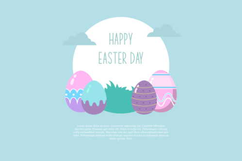 Happy easter, easter eggs greeting card illustration