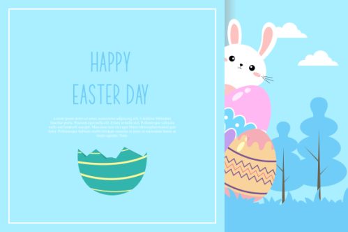 Happy easter, easter eggs greeting card illustration
