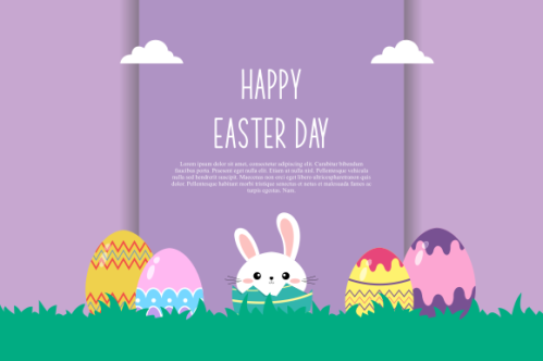Happy easter, easter eggs greeting card illustration