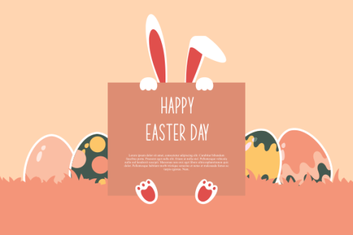 Happy easter, easter eggs greeting card illustration
