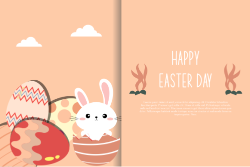 Happy easter, easter eggs greeting card illustration
