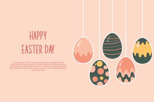 Happy easter, easter eggs greeting card illustration