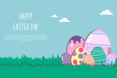 Happy easter, easter eggs greeting card illustration