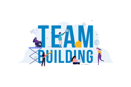Flat design concept of team building, teamwork, team management illustration