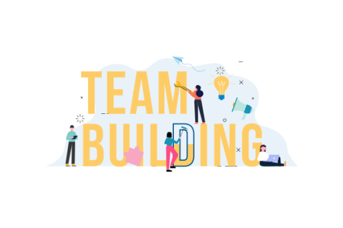 Flat design concept of team building, teamwork, team management illustration