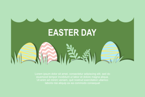 Happy easter, easter eggs greeting card illustration
