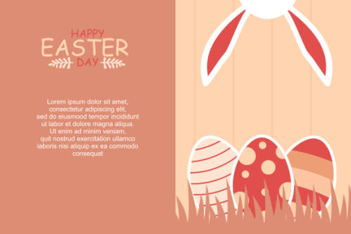 Happy easter, easter eggs greeting card illustration