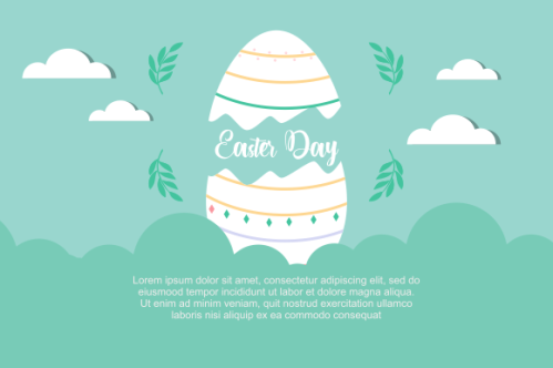 Happy easter, easter eggs greeting card illustration