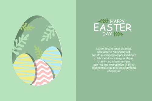 Happy easter, easter eggs greeting card illustration
