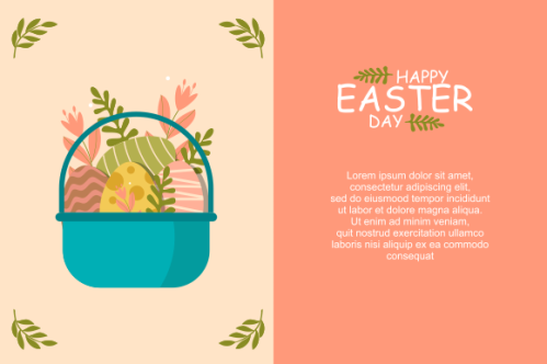 Happy easter, easter eggs greeting card illustration