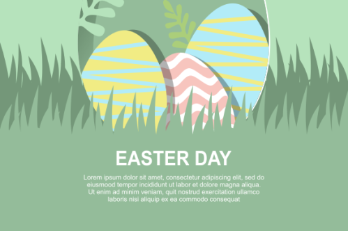 Happy easter, easter eggs greeting card illustration