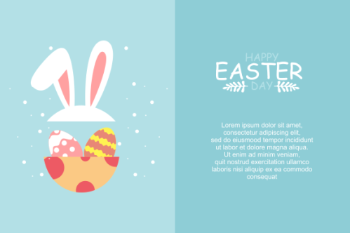 Happy easter, easter eggs greeting card illustration