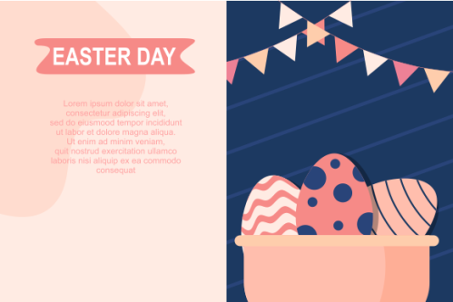 Happy easter, easter eggs greeting card illustration
