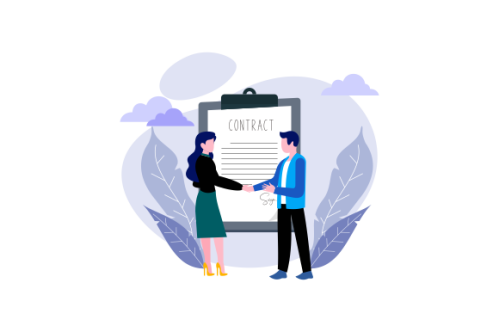 Meeting of business partners. signature of the contract. illustration of characters.