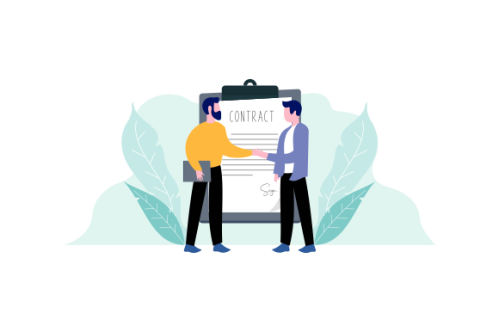 Meeting of business partners. signature of the contract. illustration of characters.