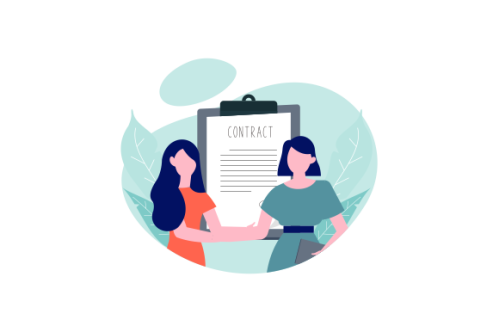 Meeting of business partners. signature of the contract. illustration of characters.