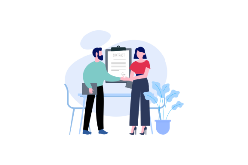 Meeting of business partners. signature of the contract. illustration of characters.