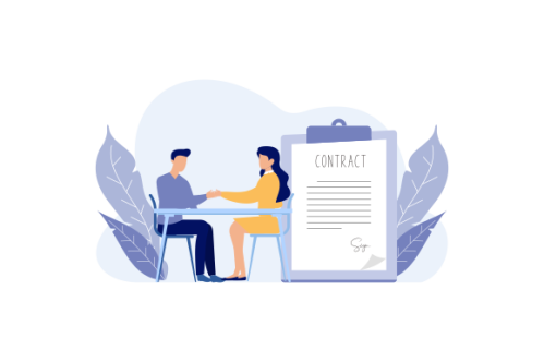 Meeting of business partners. signature of the contract. illustration of characters.