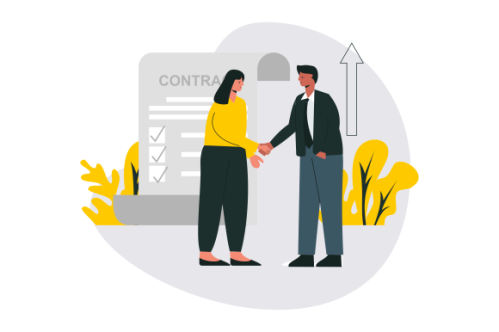 Meeting of business partners. signature of the contract. illustration of characters.