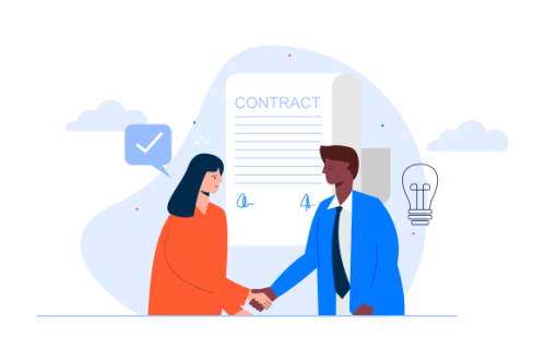 Meeting of business partners. signature of the contract. illustration of characters.