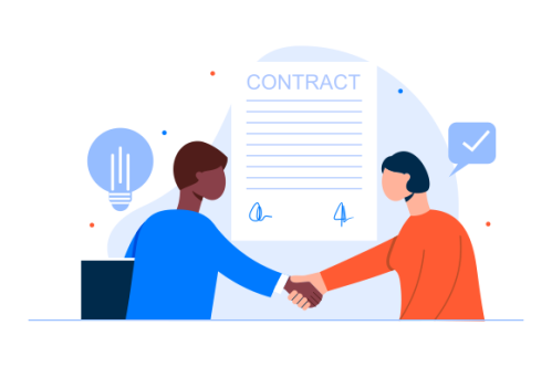 Meeting of business partners. signature of the contract. illustration of characters.