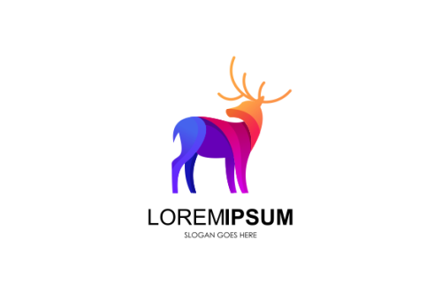 Gradient colorful deer logo template