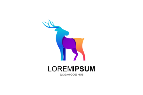 Gradient colorful deer logo template
