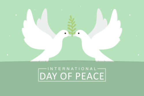 International day of peace with dove. Peace day background with dove