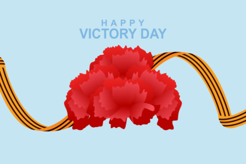 Russian victory day with carnation and ribbons