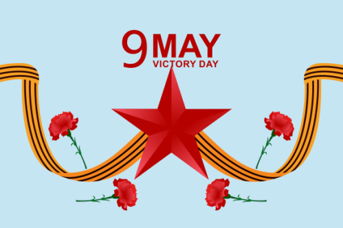 Russian victory day with carnation and ribbons