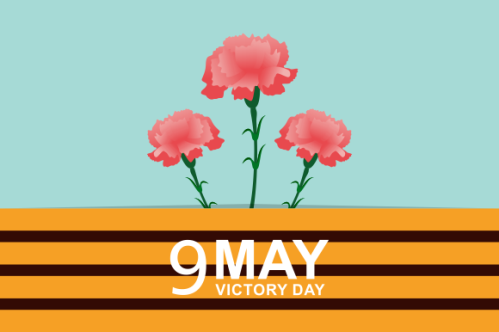 Russian victory day with carnation and ribbons