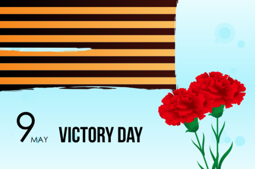 Russian victory day with carnation and ribbons