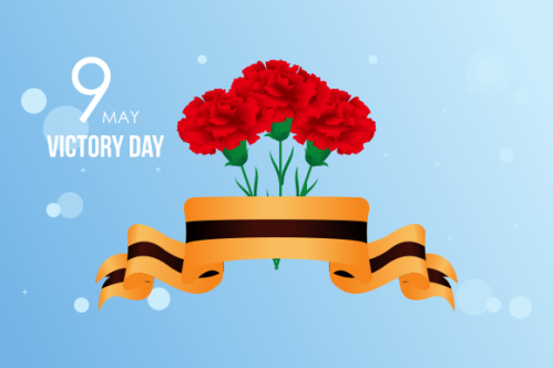 Russian victory day with carnation and ribbons
