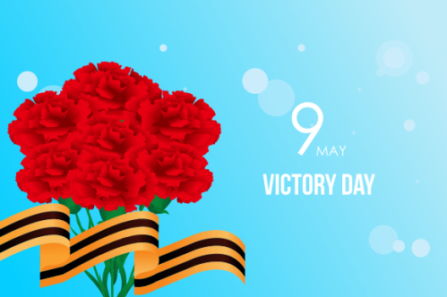 Russian victory day with carnation and ribbons