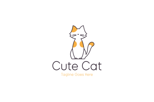Cute cat pet shop logo design