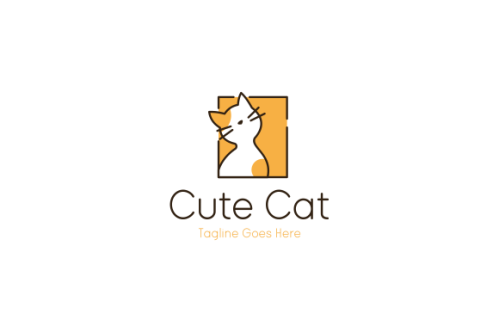 Cute cat pet shop logo design