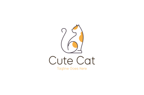 Cute cat pet shop logo design