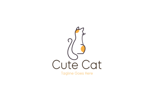 Cute cat pet shop logo design