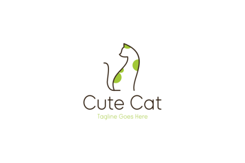 Cute cat pet shop logo design