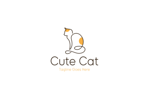Cute cat pet shop logo design