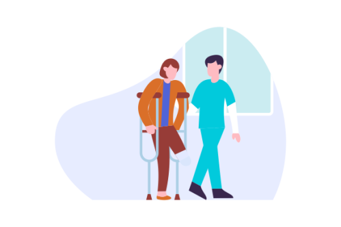 Doctor and nurse giving service medical care to patient in the hospital