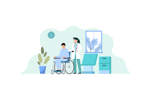 Doctor and nurse giving service medical care to patient in the hospital