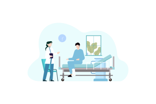 Doctor and nurse giving service medical care to patient in the hospital